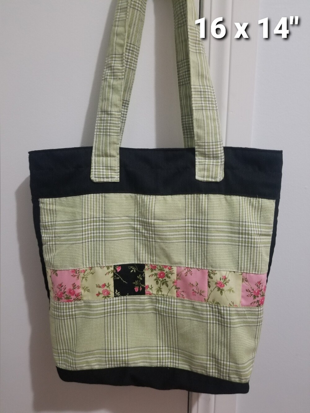 Shoulder Tote Bag, Handbag, Green Market Bag, Purse, Quilted, Handmade Nwtag
